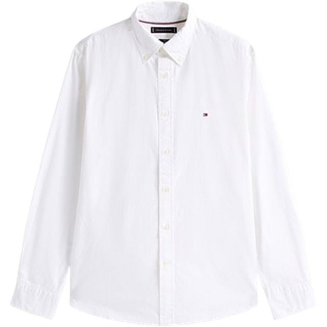 Men's Tommy Hilfiger Core Flex Poplin Mens Long Sleeve Shirt - White - Size: 40/Regular
