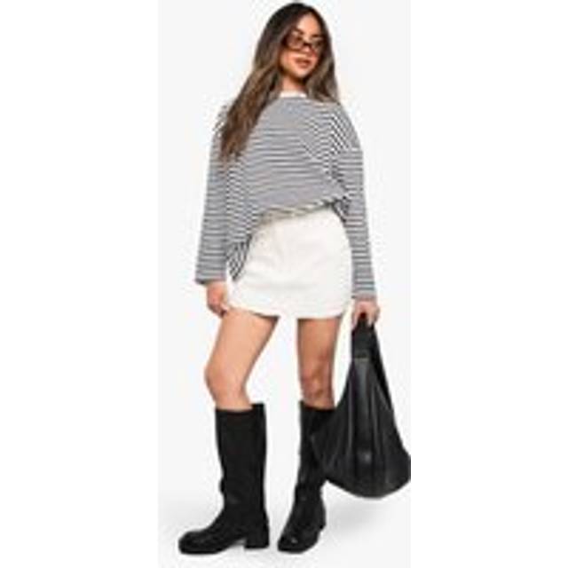 Womens Denim Mini Skirt - Cream - 6