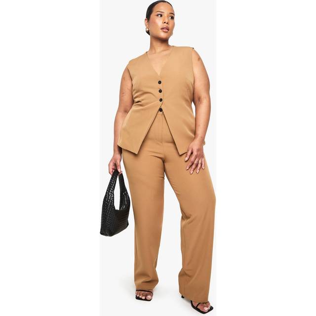 Womens PLUS STRAIGHT LEG TAILORED TROUSERS - Camel - 22