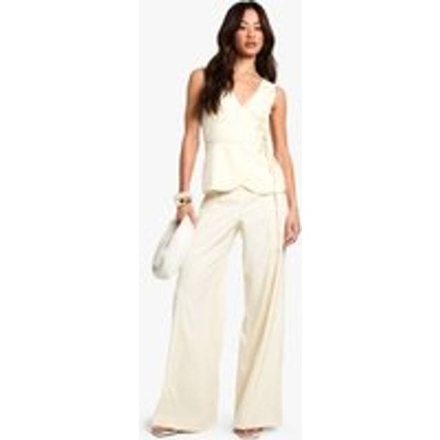 Womens Tall Linen Look Tailored Trouser - Ivory - 12