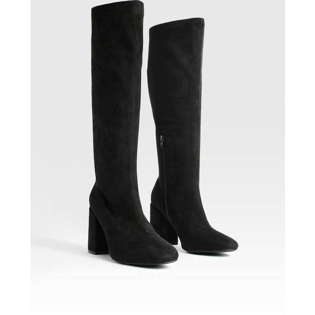 Womens Wide Fit Stretch Knee High Boots - Black - 3, Black