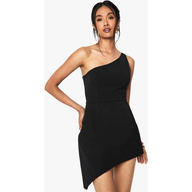 Womens Tailored Structured One Shoulder Mini Dress - Black - 16, Black
