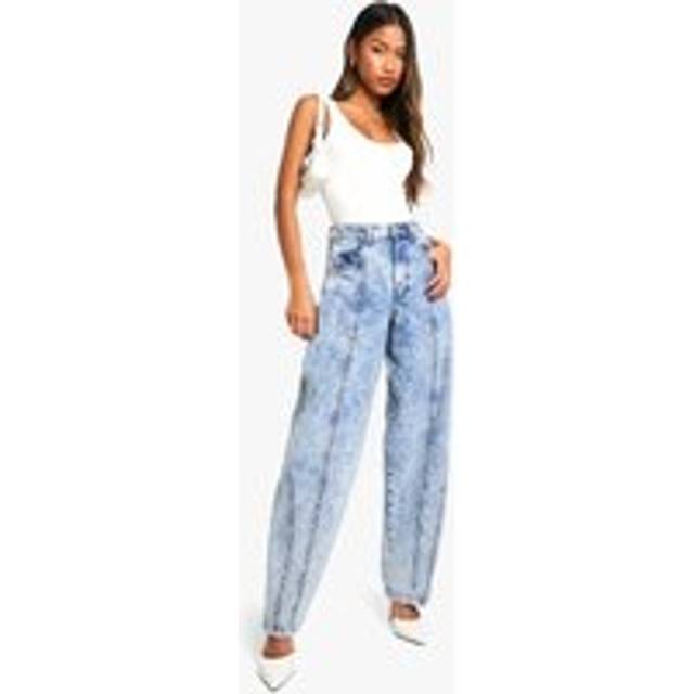 Womens Seam Detail Slouchy Boyfriend Jean - Blue - 14