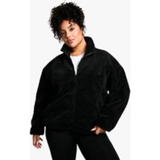 Womens Plus Oversized Teddy Zip Up Jacket - Black - 16, Black