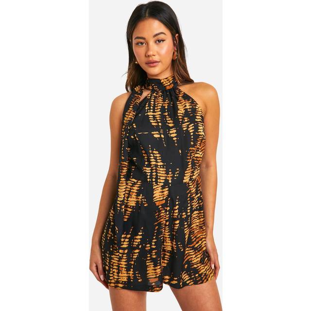 Womens Tie Dye Halterneck Playsuit - Black - 10, Black
