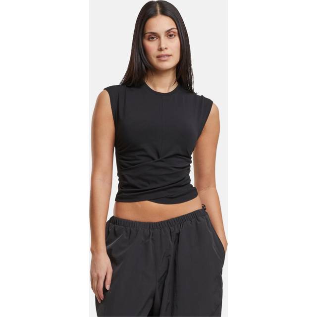 Urban Classics Top - Ladies' Cropped Wrapped Top - XS to XL - for Women - black
