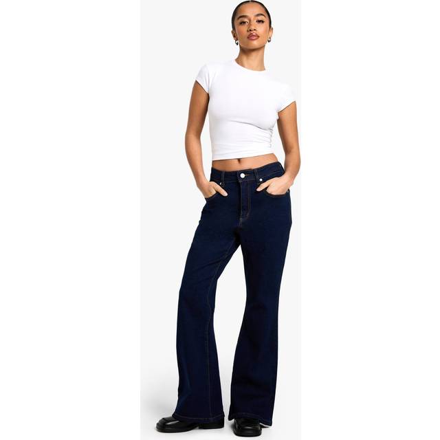 Womens The Petite High Waist Flared Jean - Blue - 10/28L