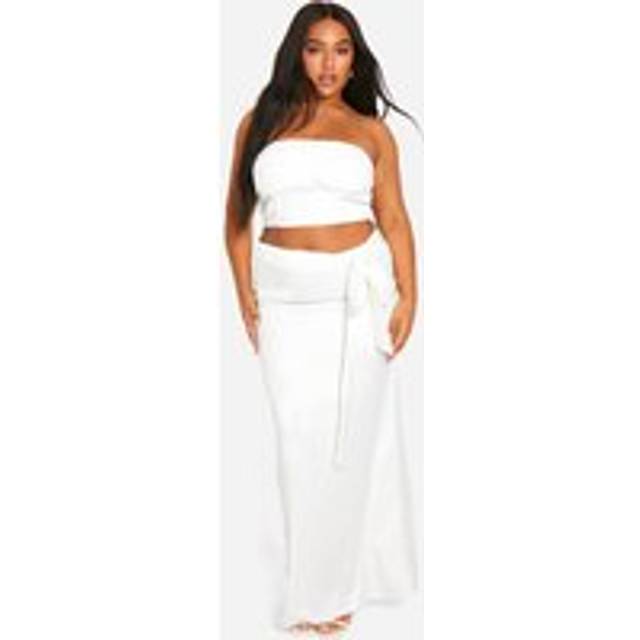 Womens Plus Satin Maxi Skirt - White - 20