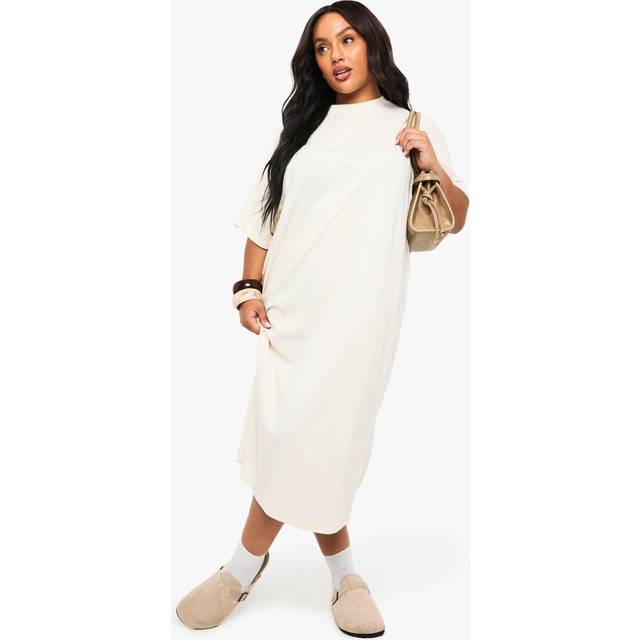 Womens plus oversized midi t-shirt dress - Beige - 28