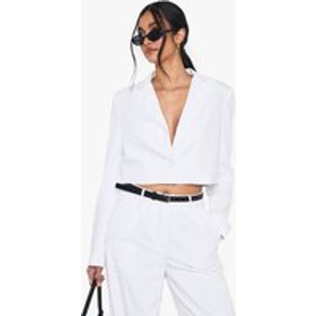 Womens Tailored Woven Occasion Crop Blazer - White - 8, White