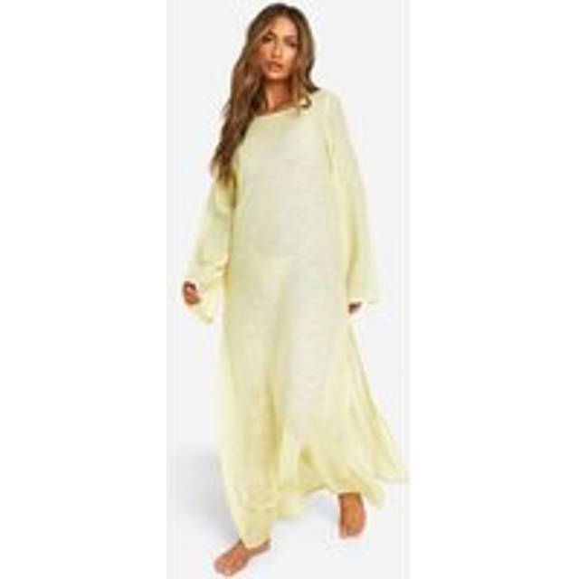 Womens Long Sleeve Thigh Split Maxi Beach Dress - Green - S, Green