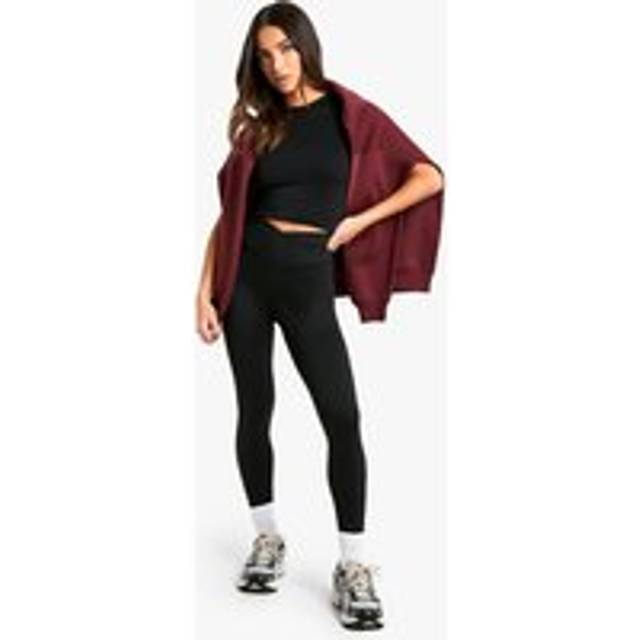 Womens Petite Super Soft Peached V Waistband Legging - Black - XL