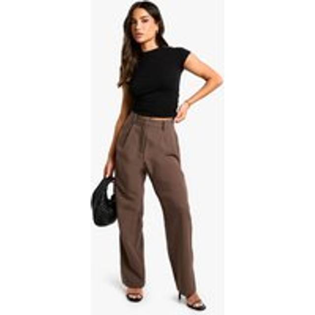 Womens Petite Essential Straight Leg Trouser - Taupe - 14
