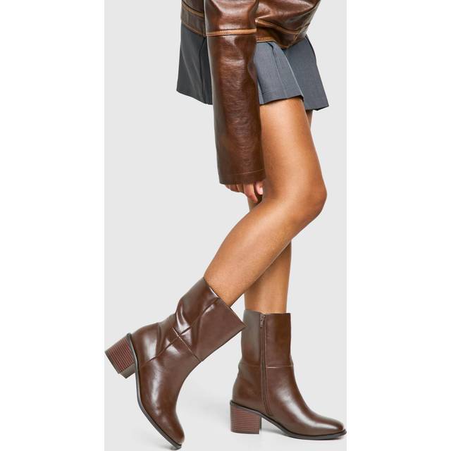 Womens Wide Fit Chunky Panel Detail Chelsea Boots - Brown - 4, Brown