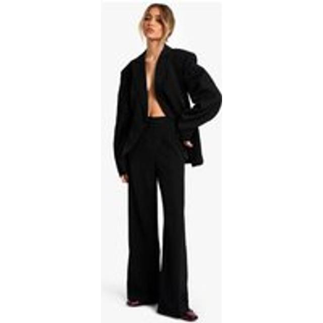 Womens Woven Tailored Slim Straight Leg Trousers - Black - 10