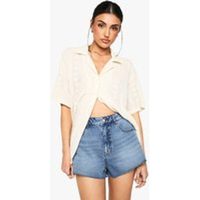 Womens Raw Hem Denim Short - Blue - 8, Blue