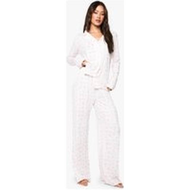 Womens Tall Bow Print Long Sleeve and Trouser PJ Set - Pink - 14