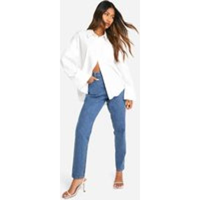 Womens Boohoo Basics 32 Inch Leg High Waisted Slim Fit Mom Jeans - Blue - 6