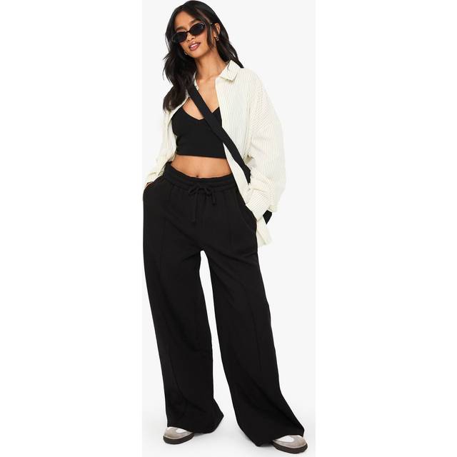Womens Petite Pintuck Detail Straight Leg Jogger - Black - M, Black