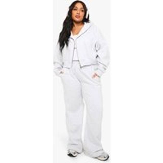 Womens Plus Long Drawcord Wide Leg Joggers - Grey - 24