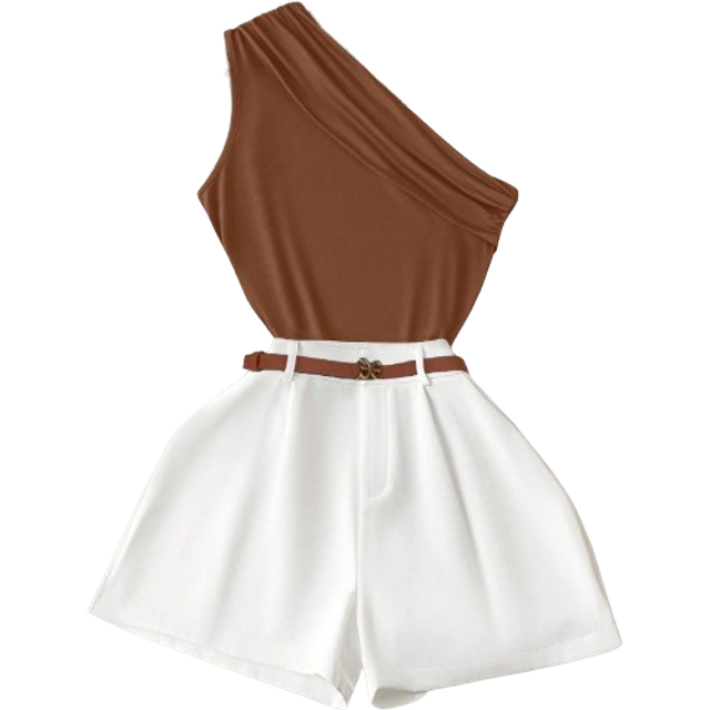 INAWLY 2 Pieces Women Sleeveless Solid Color Tank Top And Shorts Set, Casual