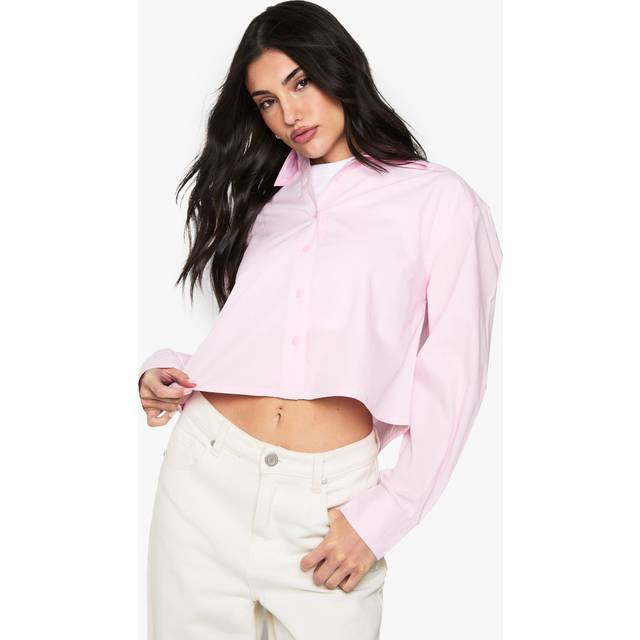 Womens Basic Cropped Shirt - Pink - 12