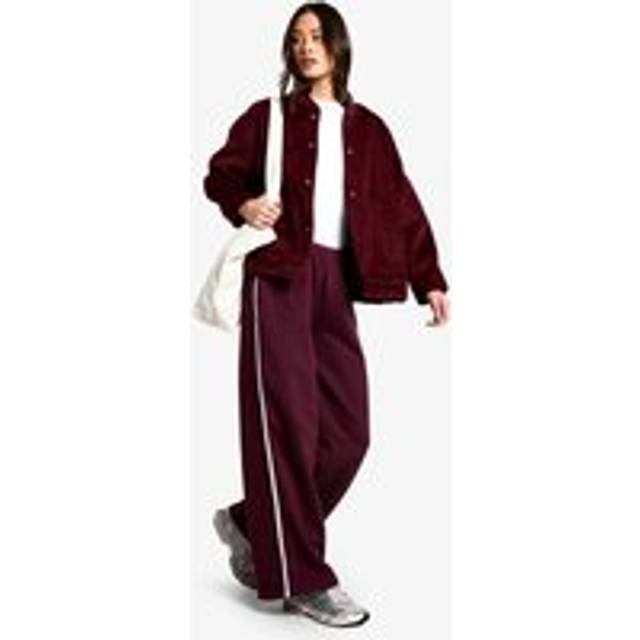 Womens Tall Side Stripe Wide Leg Joggers - Red - S
