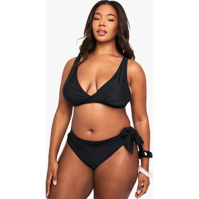 Womens Plus Wrap Bikini Top - Black - 18, Black