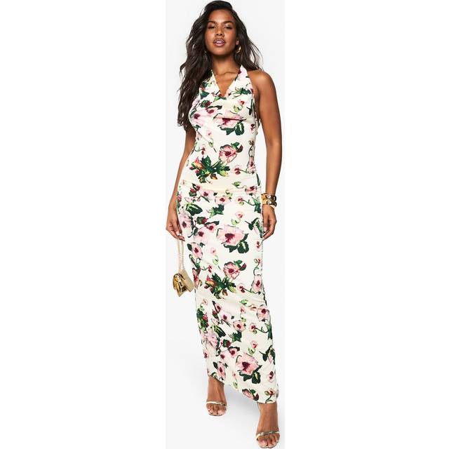 Womens Halterneck Maxi Slip Dress - White - 16, White