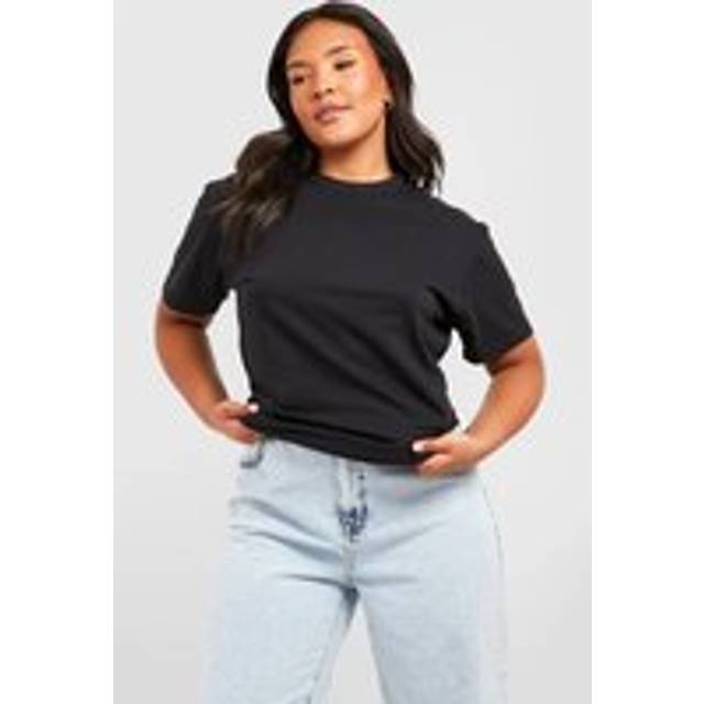 Womens Plus Basic Scoop Neck T-Shirt - Black - 16