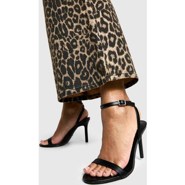 Womens Wide Fit Barely There Heels - Black - 3