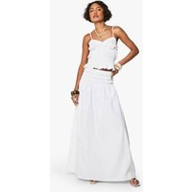 Womens Tall Shirred Waist Poplin Maxi Skirt - White - 8, White