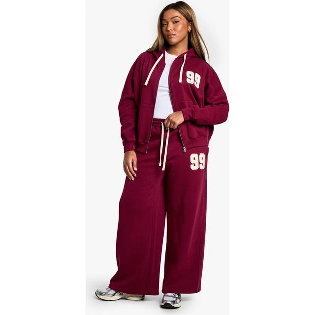 Womens Plus Contrast Drawcord Applique Straight Leg Joggers - Red - 26, Red