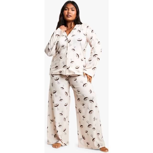 Womens Plus Expresso Martini PJ Trouser Set - White - 22