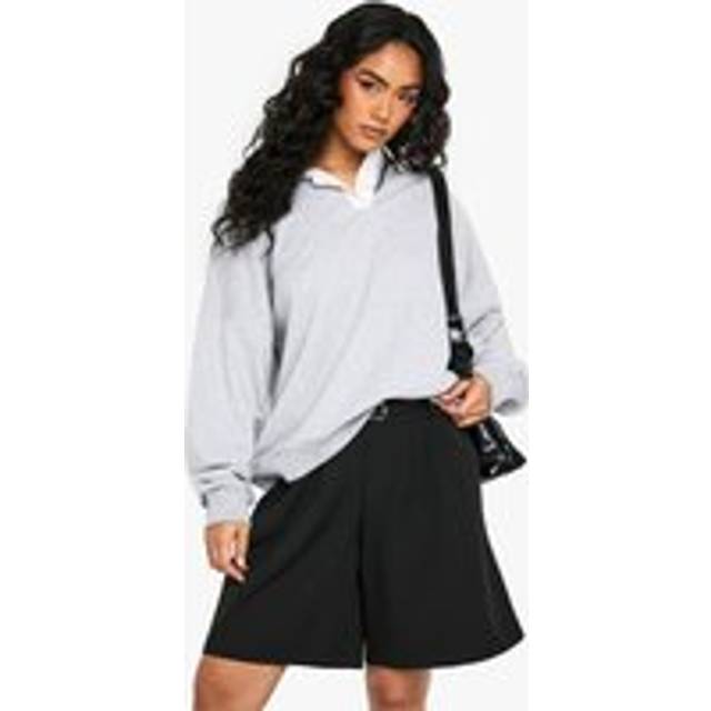 Womens Loopback Contrast Collar Rugby Shirt - Grey - M, Grey