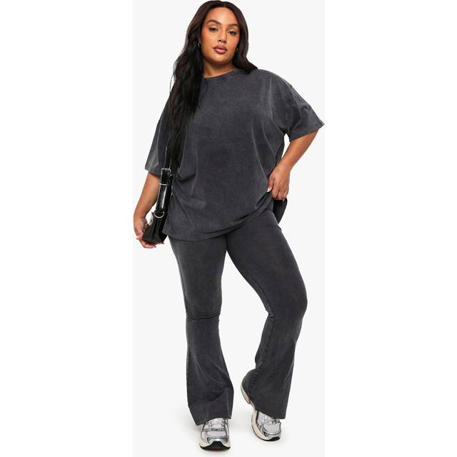 Womens Plus Acid Wash Flared Legging - Grey - 20, Grey
