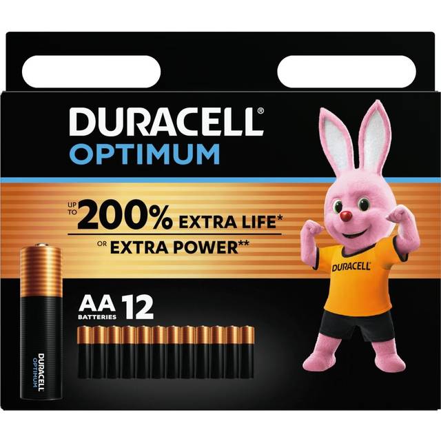 DURACELL Optimum AA Alkaline Batteries - Pack of 12