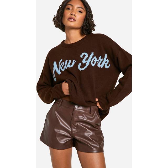 Womens Tall Pu Mini Short - Brown - 16