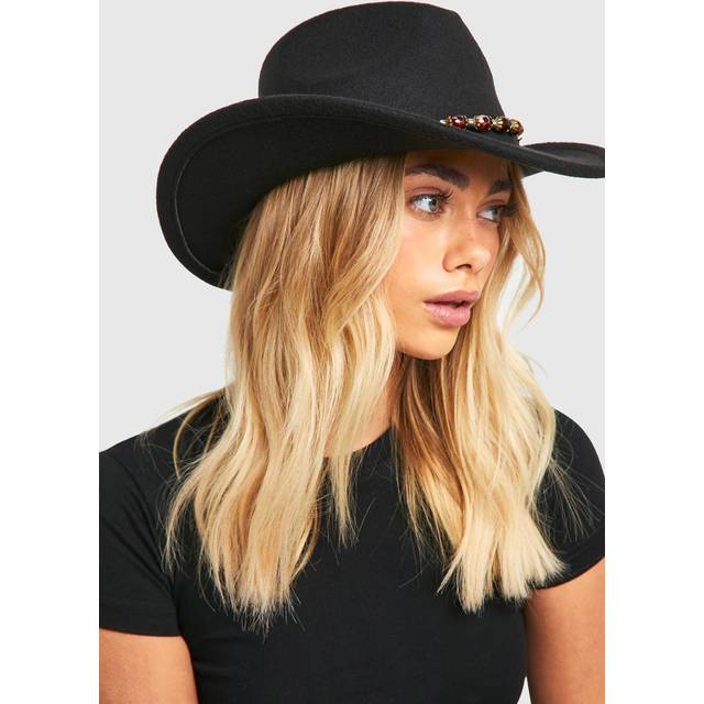 Womens Gem Stone Western Cowboy Hat - Black - One Size, Black