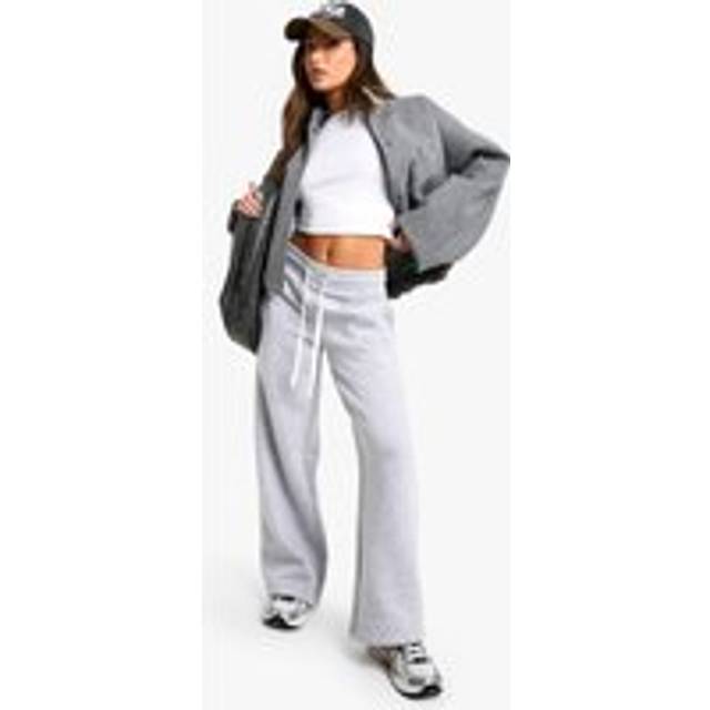 Womens Petite Tie Front Wide Leg Jogger - Grey - L, Grey