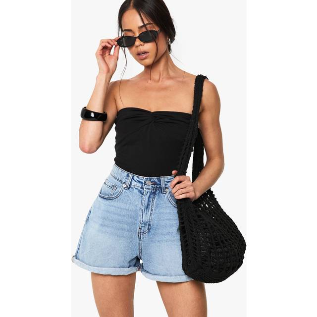 Womens Denim Mom Short - Grey - 12