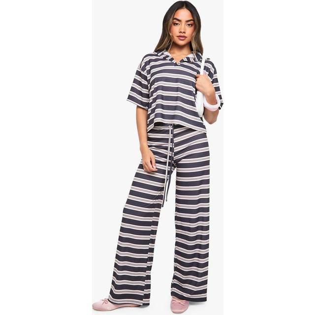 Womens Stripe Wide Leg Trousers - Navy - 12