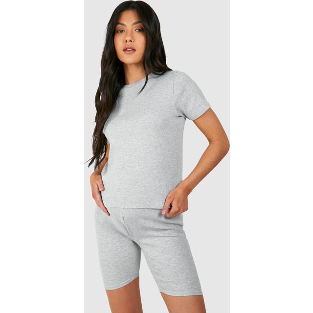 Womens Maternity Ribbed Short Sleeve T-Shirt - Grey - 16, Grey