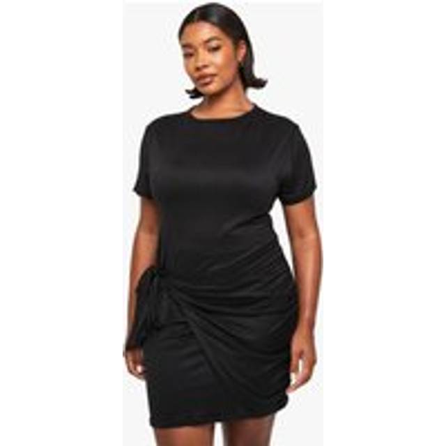 Womens Plus wrap t-shirt dress - Black - 24