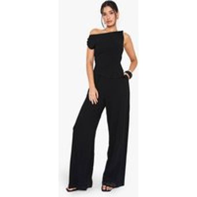 Womens Tall Linen Look Twist Strap Jumpsuit - Black - 8, Black