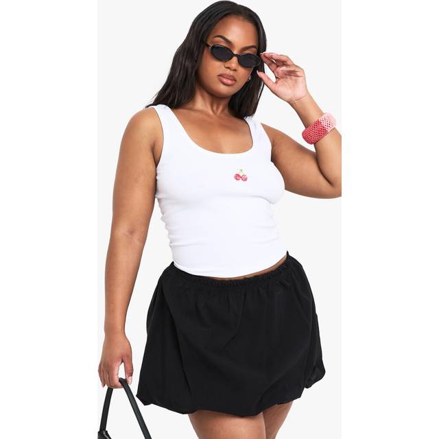 Womens Plus Bengaline Puffball Mini Skirt - Black - 16, Black