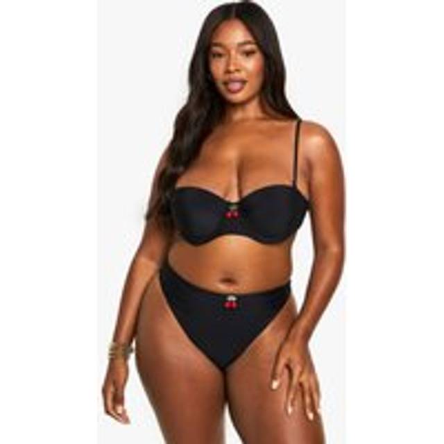 Womens Plus Cherry Trim Bikini - Black - 24, Black