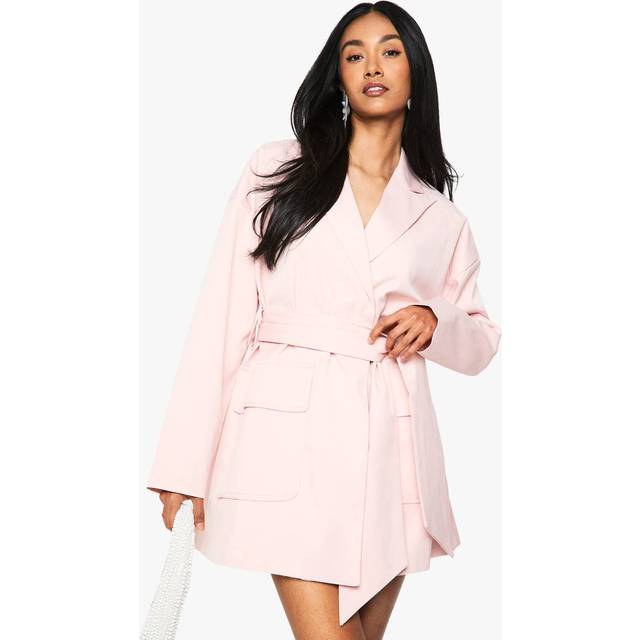Womens Tailored Oversized Wrap Blazer Dress - Pink - 12