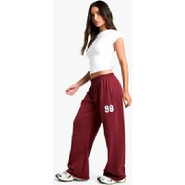 Womens Petite 98 Slogan Straight Leg Jogger - Red - L, Red
