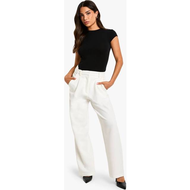 Womens Petite Essentail Straight Leg Trouser - White - 6